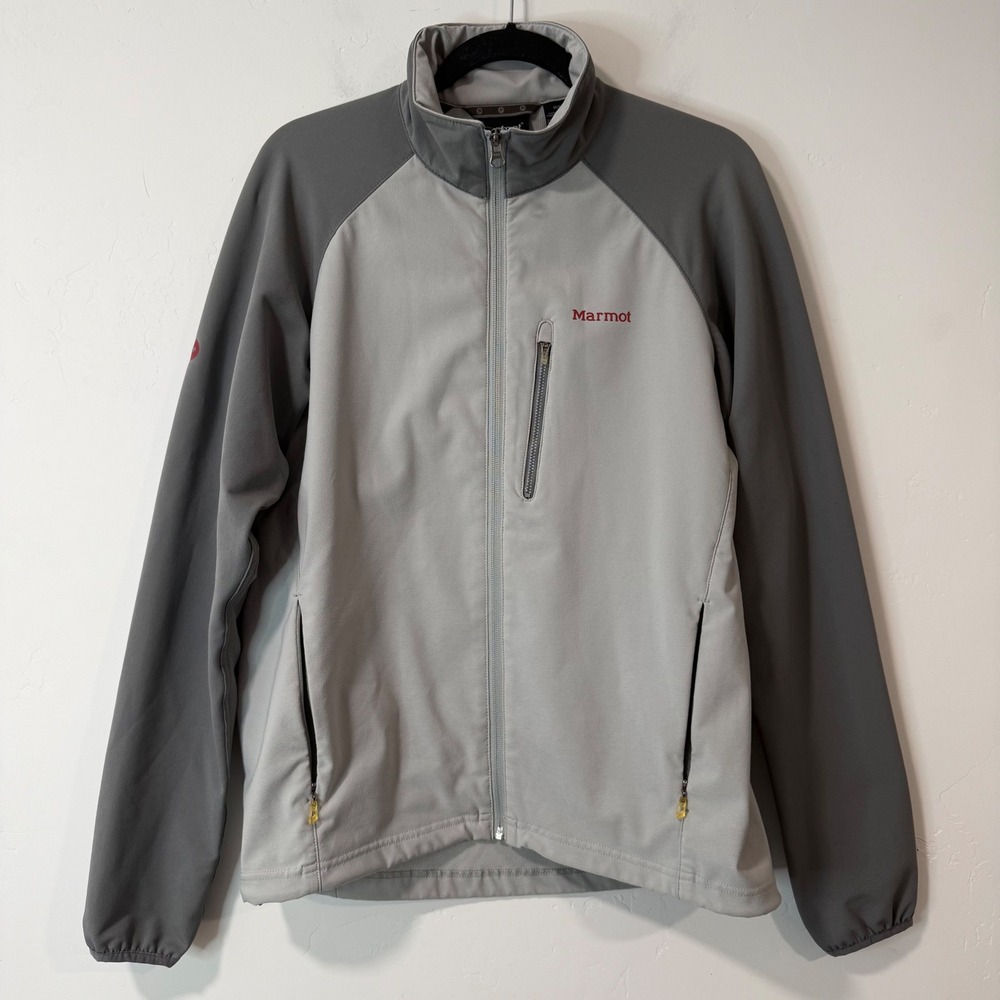 Marmot Mens Tempo Softshell Windbreaker Jacket M Grey Full Zip Outdoor Hiking